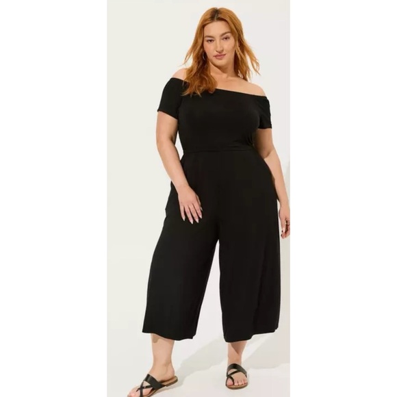 torrid Pants - Torrid Super Soft Culotte Jumpsuit Black Stretch